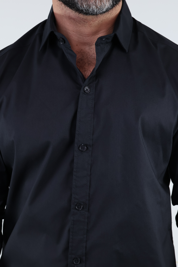 Camisa Negra de Vestir Manga Larga Slim Fit Casual Para Hombre